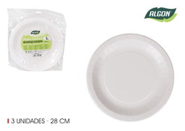 Algon Set de 36 Platos de Cartón Rojos de 28 cm
