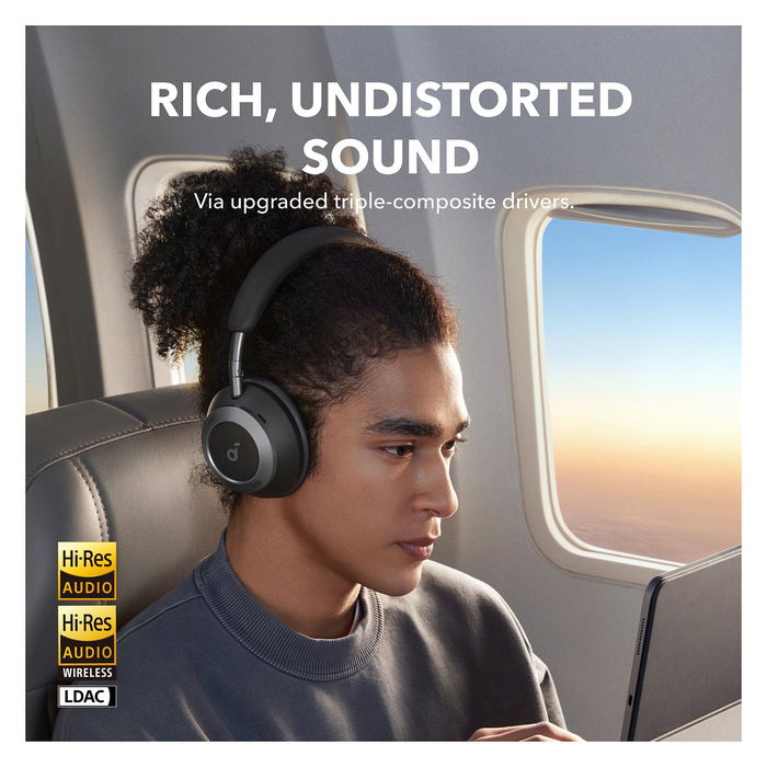 Anker Soundcore Space One Pro - Auriculares Bluetooth con Cancelación de Ruido, Color Negro