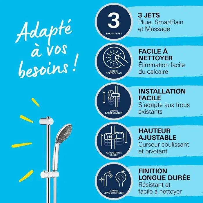 Grohe - Set de Ducha de 3 Chorros con Barra