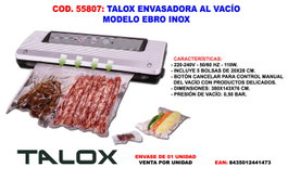 TALOX Envasadora al vacío 110 W con 5 bolsas de 20x28 cm QF-VS661JA