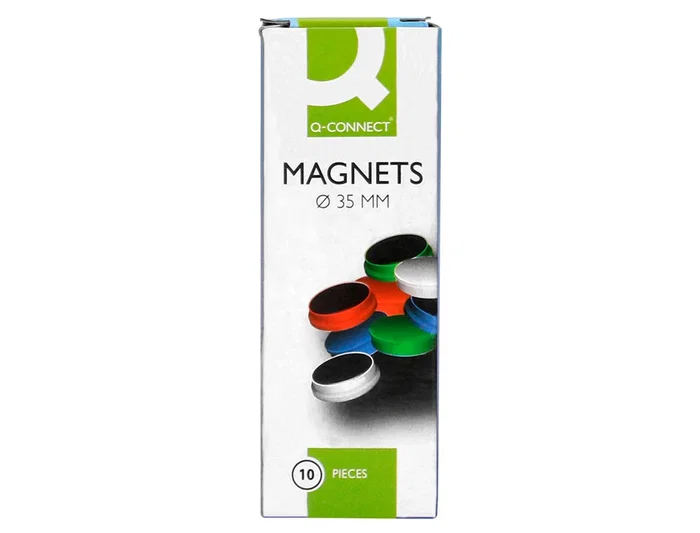 Q-connect Imanes para Pizarras Magnéticas 35 mm Colores Surtidos Caja de 10 Unidades
