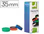 Q-connect Imanes para Pizarras Magnéticas 35 mm Colores Surtidos Caja de 10 Unidades