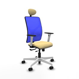 PIQUERAS Y CRESPO Silla de oficina Motilla con mecanismo Sincro/Traslack Crema y Azul
