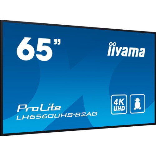 Iiyama LH6560UHS-B2AG Monitor 65" 4K UHD 3840x2160 500cd/m2 Android 11 OS Uso 24/7 VESA 400x400 Landscape Portrait Media Play USB