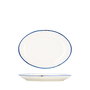 Summa Rabanera Alacena Ovalada de Porcelana para Mostaza o Salsas, 15x11 cm, Color Marfil y Azul (Set de 12)
