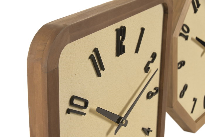 DKD Home Decor Reloj Pared Vintage Natural Blanco 3.5 x 40 x 40 cm (4 Unidades)