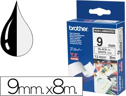 Brother TZe-N231 Cinta no laminada 12mm x 8m Negro sobre Blanco
