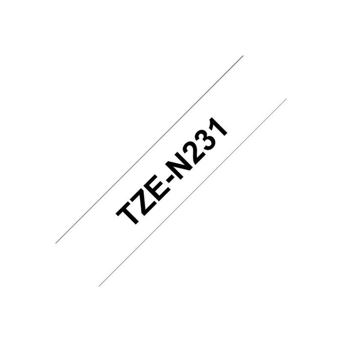 Brother TZe-N231 Cinta no laminada 12mm x 8m Negro sobre Blanco