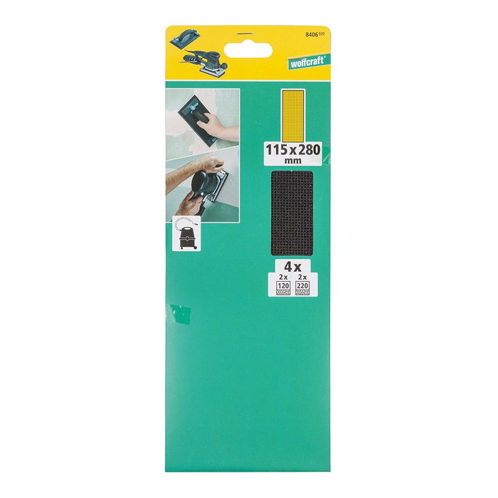 Wolfcraft Hojas de lija 115 x 280 mm (2 x grano 120 + 2 x grano 220)