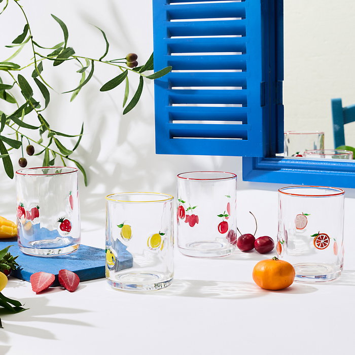 Home Deco Factory Vaso Dolce Vita 390 ml - Modelos surtidos (naranja, limón, fresa, manzana)