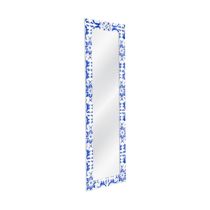 Espejo Textura Blanco-Azul Madera 53 X 2 X 155 cm