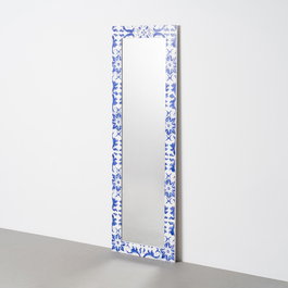 Espejo Textura Blanco-Azul Madera 53 X 2 X 155 cm