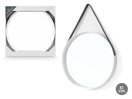 Giftdecor Espejo Redondo Colgar Blanco 52.5 x 53 x 5.2 cm (Set de 6)