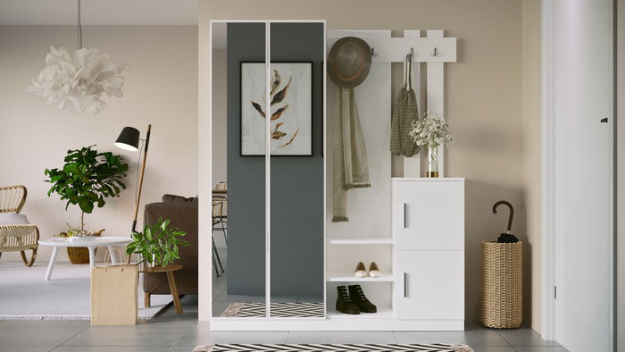 Hanah Home Dd8-W Pie de Recibidor Perchero Blanco 147.2x179.7x37.5 cm