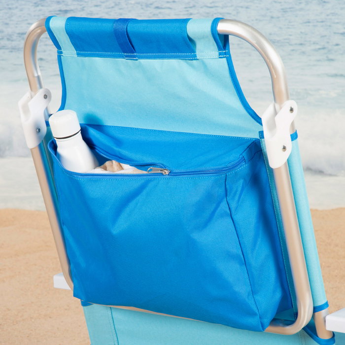 AKTIVE Silla de playa plegable con mochila, cojín y bolsillo