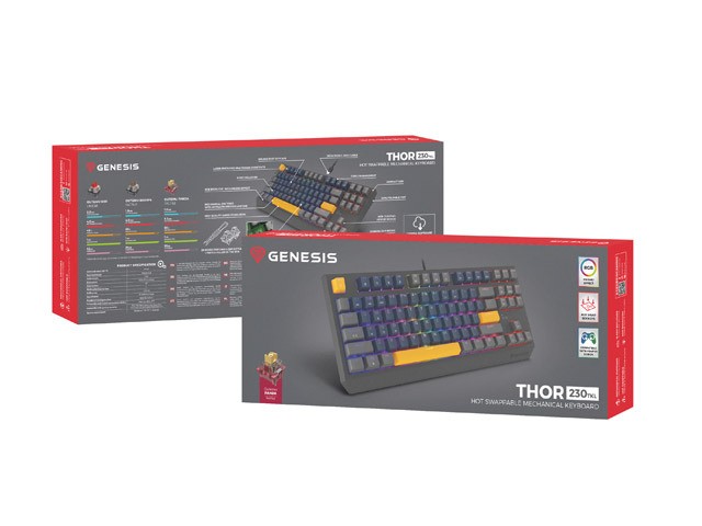 Genesis Thor 230 TKL Teclado Mecánico QWERTY Naval Blue Positive RGB Outemu Panda Hot-Swap