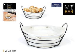 My Bar Panera Metal Tela Blanca Redonda 23 cm x 26 cm x 7 cm (12 Unidades)