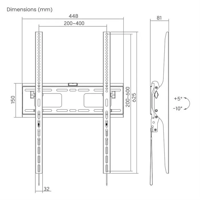 Gembird WM-75T-03 Soporte de pared para TV 37-75 pulgadas Negro
