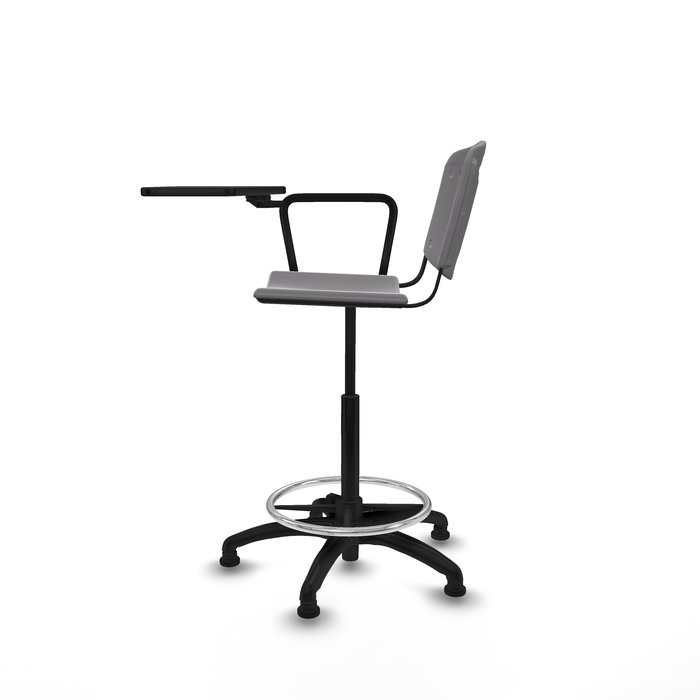 Taburete Robledo con mecanismo Giratorio de PVC color Gris claro. Equipado con Base poliamida negra, No aplicay Topes