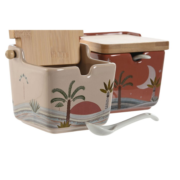 DKD Home Decor Azucarero Dolomite y Bambú CALIMA 2 Surtido