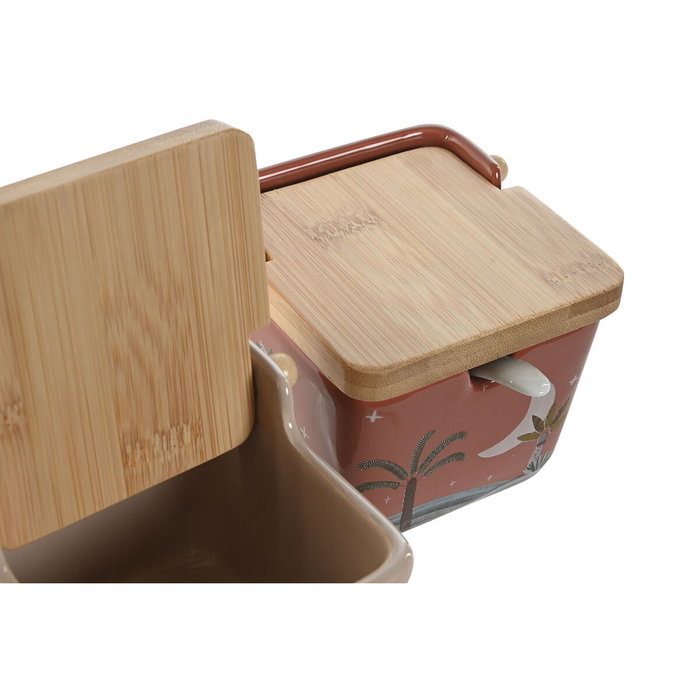 DKD Home Decor Azucarero Dolomite y Bambú CALIMA 2 Surtido