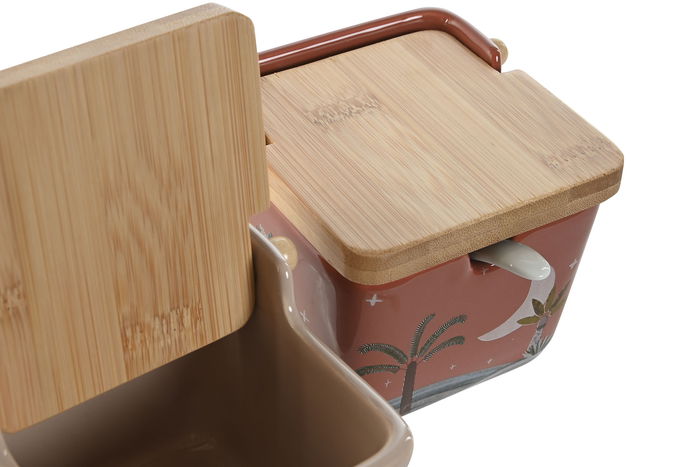 DKD Home Decor Azucarero Boho Terracota Beige 11 x 8 x 10.5 cm (2 Unidades)