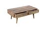 DKD Home Decor Mesa de Centro de Mango y Ratán con Rejilla, 115x60x46 cm, Natural
