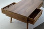 DKD Home Decor Mesa de Centro de Mango y Ratán con Rejilla, 115x60x46 cm, Natural