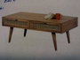 DKD Home Decor Mesa de Centro de Mango y Ratán con Rejilla, 115x60x46 cm, Natural