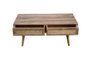 DKD Home Decor Mesa de Centro de Mango y Ratán con Rejilla, 115x60x46 cm, Natural