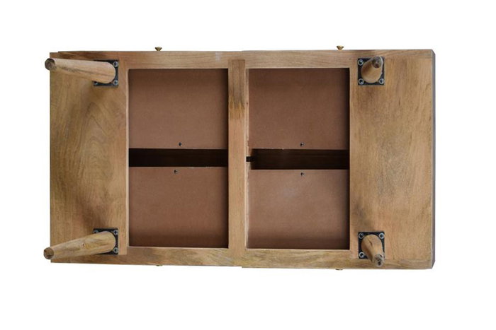DKD Home Decor Mesa de Centro de Mango y Ratán con Rejilla, 115x60x46 cm, Natural