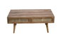 DKD Home Decor Mesa de Centro de Mango y Ratán con Rejilla, 115x60x46 cm, Natural