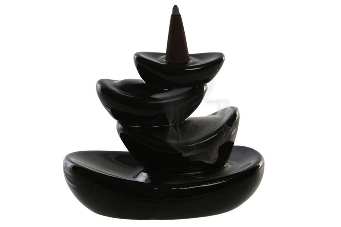 DKD Home Decor Soporte para Incienso de Gres Cascada Negro DKD Home Decor Soporte para Incienso de Gres Cascada Negro