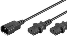MicroConnect Cable de Extensión Dividido C14 a 2 x C13, 0.6m - Conecta 2 Dispositivos desde 1 Entrada de Alimentación