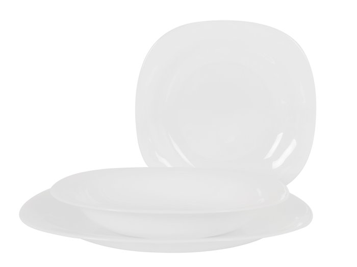 La Mediterranea Vajilla 12 Piezas Cuadrada Opal Colección Palaos Platos 28 cm 23 cm 21.5 cm (2 Unidades)