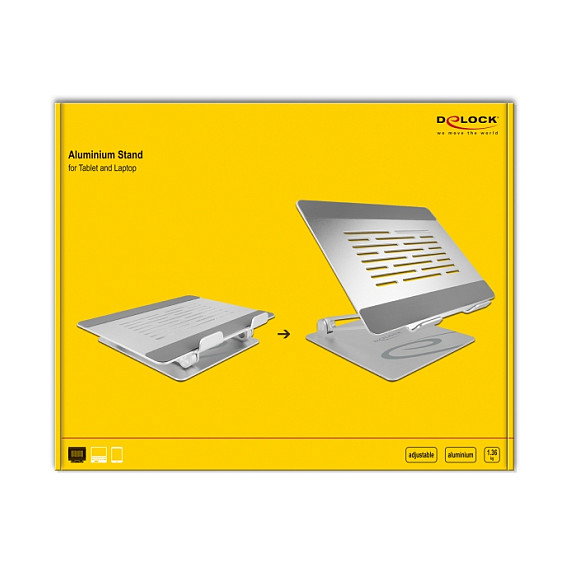 DeLOCK Soporte para tableta y ordenador portátil ajustable de aluminio DeLOCK Soporte para tableta y ordenador portátil ajustable de aluminio