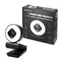 LogiLink Webcam FHD con campo de visión de 76°, doble micrófono, enfoque automático, anillo de luz y trípode