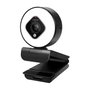 LogiLink Webcam FHD con campo de visión de 76°, doble micrófono, enfoque automático, anillo de luz y trípode