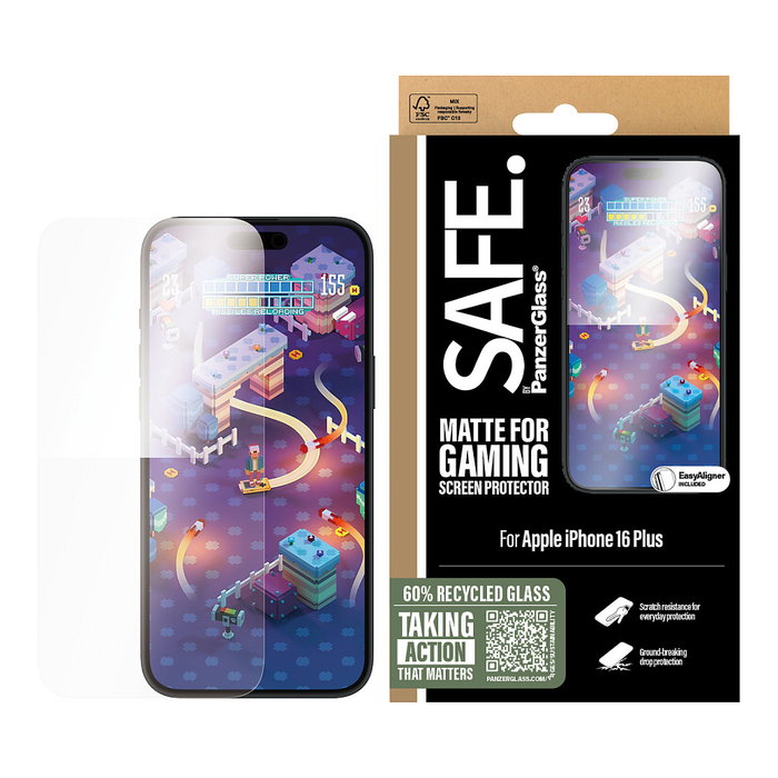 PanzerGlass SAFE Gaming Screen Protector Ultra-Wide Fit para iPhone 16 Plus / 15 Plus - Transparente, Resistente a Rayones y Golpes