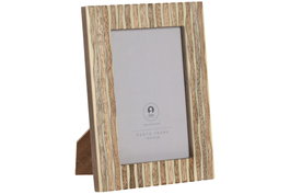 DKD Home Decor Marco de Fotos 10x15 Mango y Cristal con Rayas