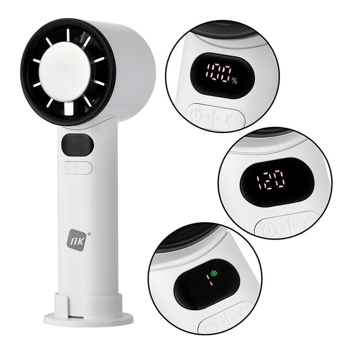 NK Ventilador de mano recargable con enfriador y almohadilla de refrigeración semiconductor, ABS, 3000 mAh, blanco