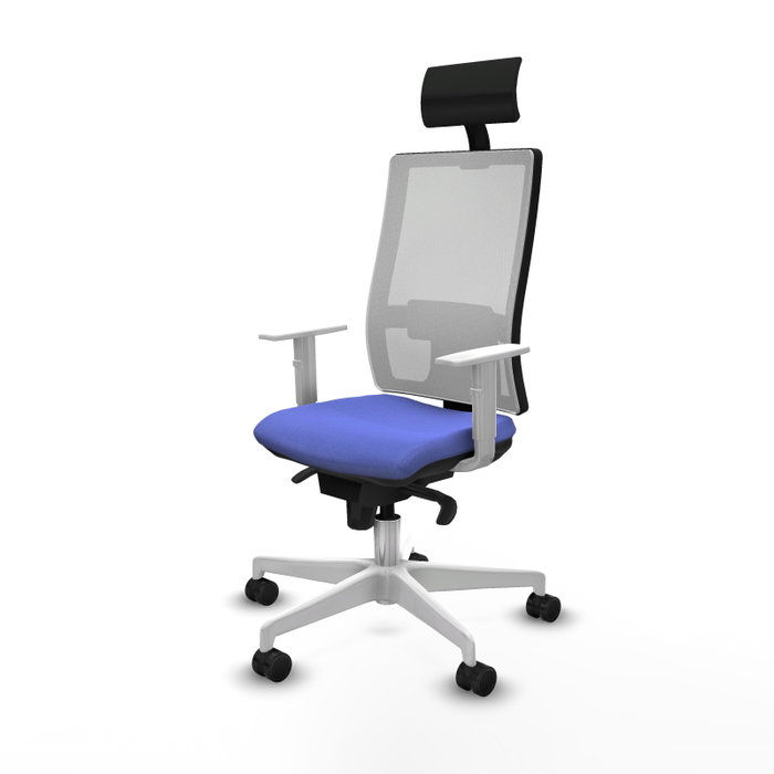 PIQUERAS Y CRESPO Silla de oficina Horna con mecanismo Sincro, Azul claro y Blanco