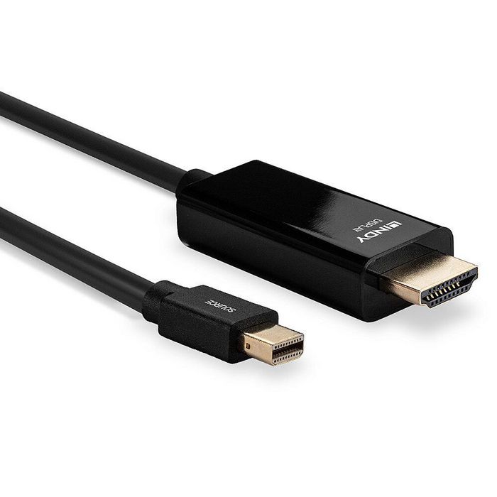 Lindy Cable Mini DisplayPort a HDMI 1m 10.2G, Soporta 4K UHD 3840x2160@30Hz y Audio sin comprimir