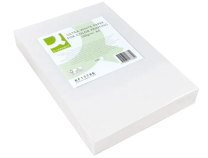 Q-connect Papel Fotocopiadora Ultra White Din A4 160 Gramos Paquete de 250 Hojas Q-connect Papel Fotocopiadora Ultra White Din A4 160 Gramos Paquete de 250 Hojas
