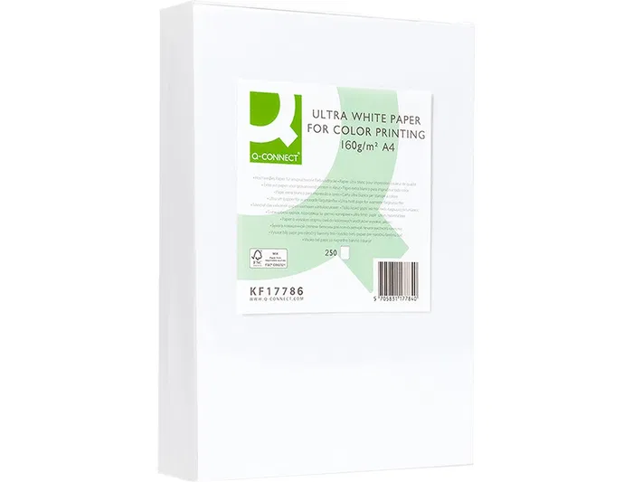 Q-connect Papel Fotocopiadora Ultra White Din A4 160 Gramos Paquete de 250 Hojas Q-connect Papel Fotocopiadora Ultra White Din A4 160 Gramos Paquete de 250 Hojas