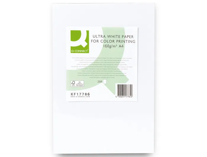 Q-connect Papel Fotocopiadora Ultra White Din A4 160 Gramos Paquete de 250 Hojas Q-connect Papel Fotocopiadora Ultra White Din A4 160 Gramos Paquete de 250 Hojas