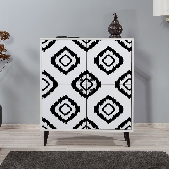 Hanah Home Armario Multiusos 95x111x36cm Tablero Partículas Melaminado Blanco y Negro