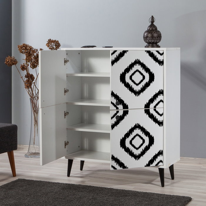 Hanah Home Armario Multiusos 95x111x36cm Tablero Partículas Melaminado Blanco y Negro