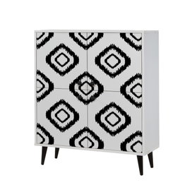 Hanah Home Armario Multiusos 95x111x36cm Tablero Partículas Melaminado Blanco y Negro