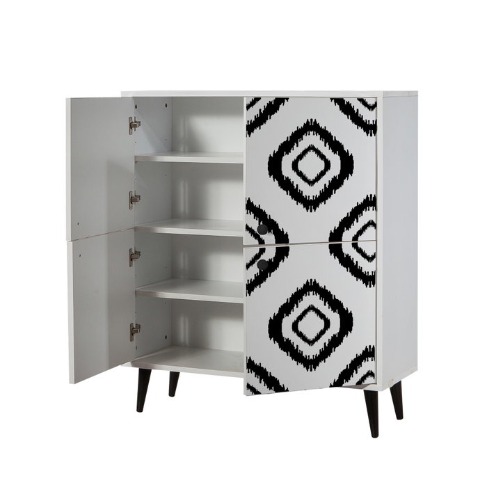 Hanah Home Armario Multiusos 95x111x36cm Tablero Partículas Melaminado Blanco y Negro